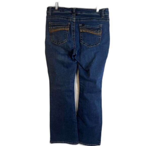 LEE Mid Rise Fit Mid Wash Straight Leg Denim Jeans Size 12S Embellished Pockets - Picture 2 of 8